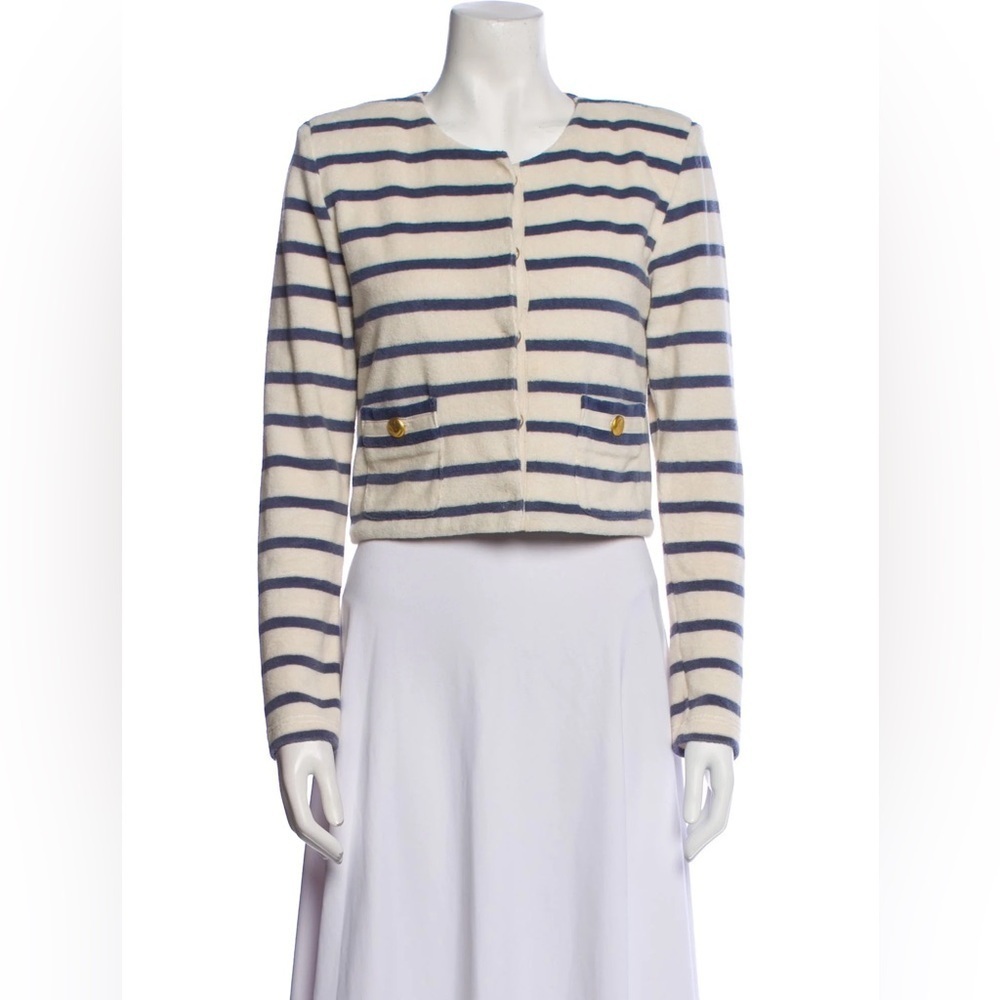 Le Superbe Striped Bolero Stripe Blue and White Jacket Size Small